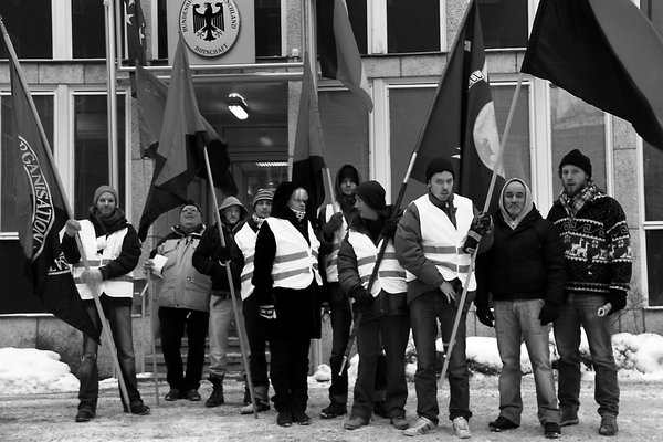 Stockholm, 4. Januar: Kundgebung vor der deutschen Botschaft