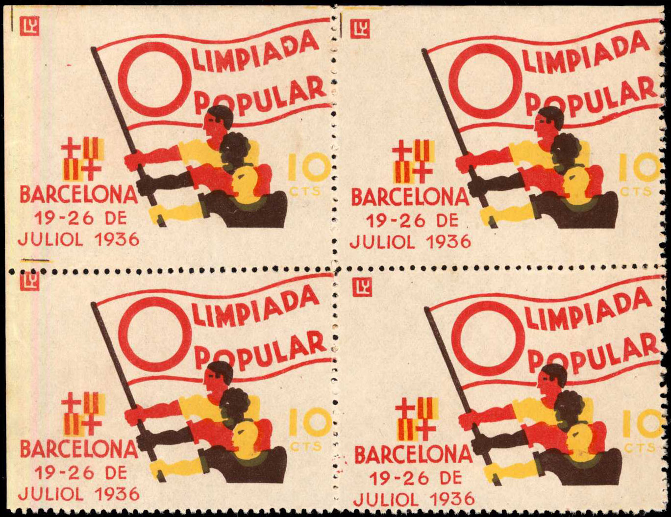 Zehn-Centavos-Briefmarke herausgegeben zur Olimpiada Popular