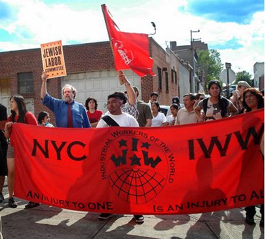 Protest der General Membership Branch der IWW in New York City