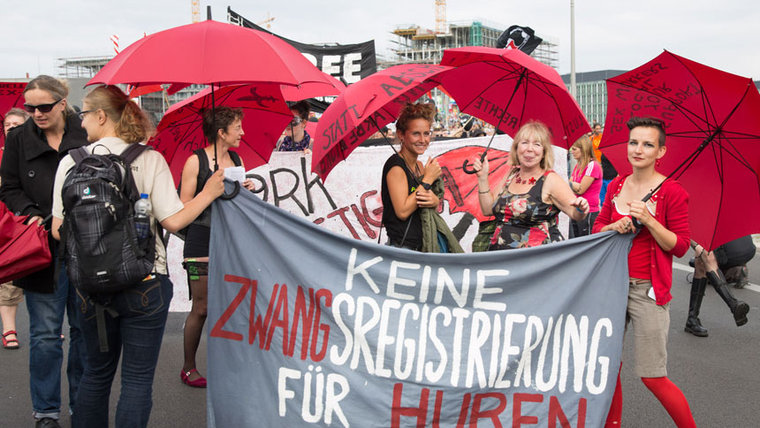 Demonstration gegen Zwangsregistrierung und „Hurenpaß“ im August in Berlin